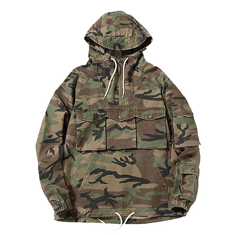Heren Hoodie Multi-Pocket Camo Pullover, Comfortabele en Duurzame Trui voor Buitenactiviteiten, Lange Mouwen