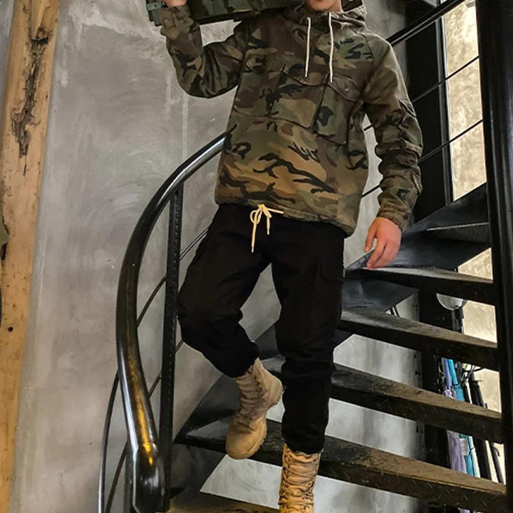 Heren Hoodie Multi-Pocket Camo Pullover, Comfortabele en Duurzame Trui voor Buitenactiviteiten, Lange Mouwen