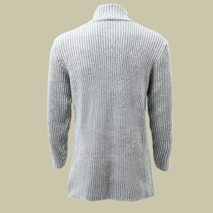 Heren Mid-lange Gebreide Cardigan met Staande Kraag en Strepen in Regular Fit met Lange Mouwen 8