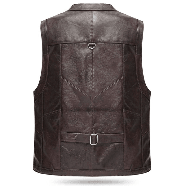 Heren Vest van Zacht Koeienleer met V-Hals en Meerdere Zakken - Retro Country Style
