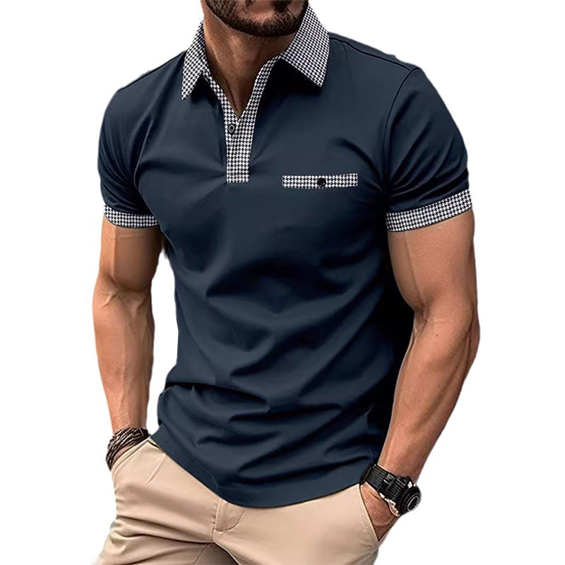 Korte Mouwen Kleurblok Polo Shirt Heren van Ademend Materiaal voor Casual en Sportief Gebruik 1