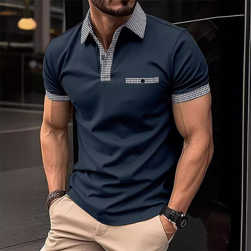 Korte Mouwen Kleurblok Polo Shirt Heren van Ademend Materiaal voor Casual en Sportief Gebruik 2