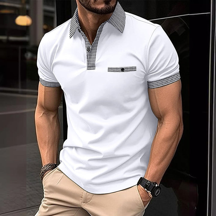 Korte Mouwen Kleurblok Polo Shirt Heren van Ademend Materiaal voor Casual en Sportief Gebruik 3