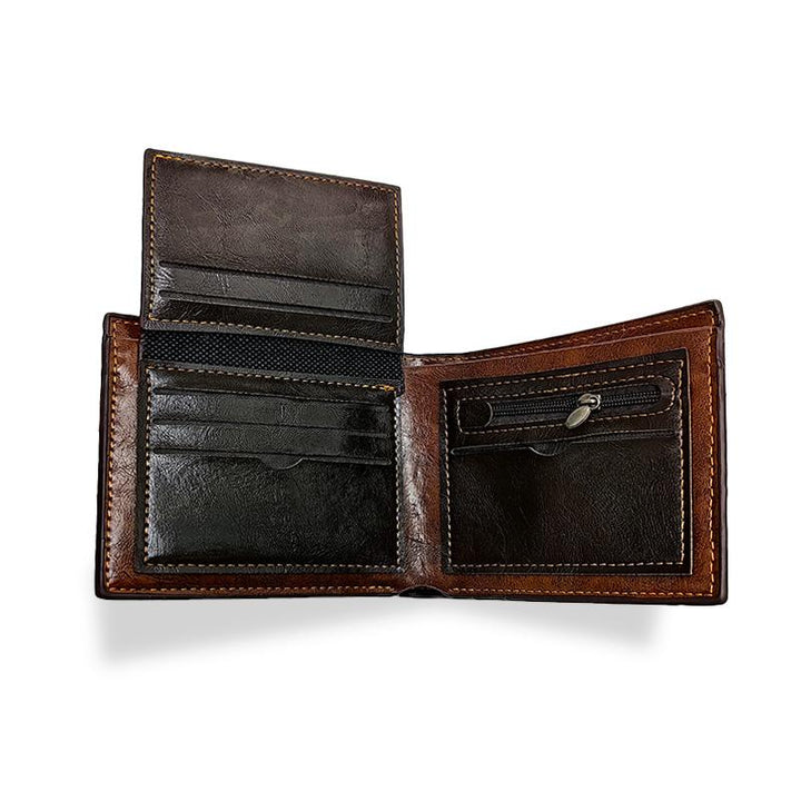 Korte Vintage Leren Portemonnee Heren met Krokodillenprint en Meerdere Kaartslots 1