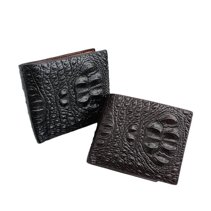 Korte Vintage Leren Portemonnee Heren met Krokodillenprint en Meerdere Kaartslots 3