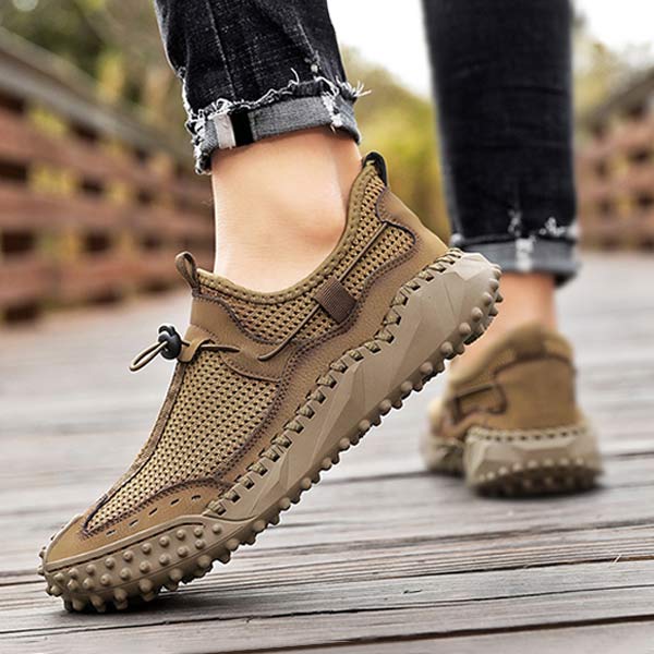 Lichtgewicht Ademend Wandelschoenen Heren met Bungee Sluiting en Non-Slip Zool 4