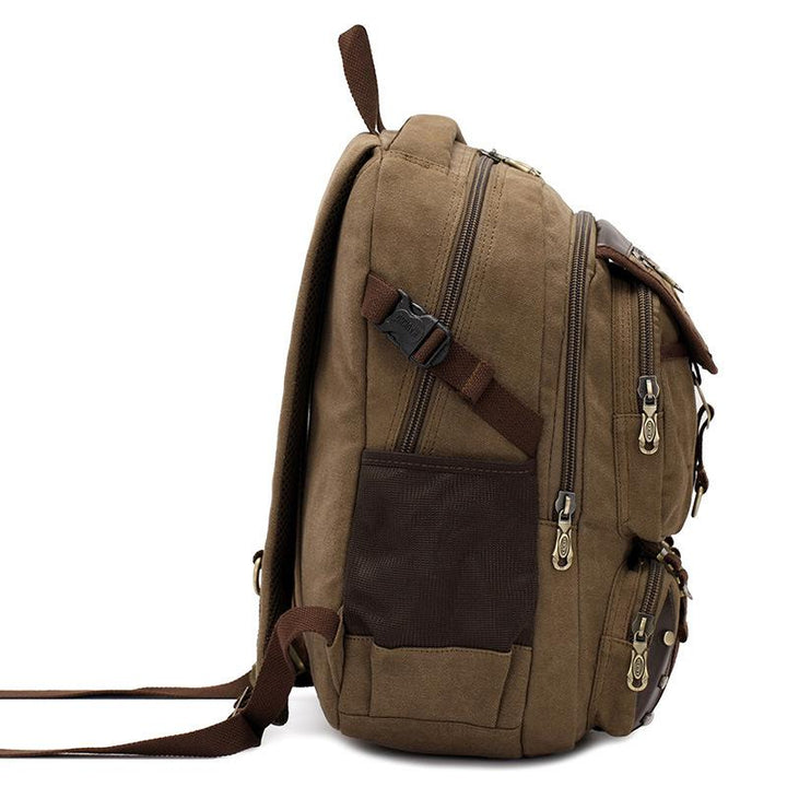 Lichtgewicht Canvas Rugzak voor Mannen - Duurzame Vierkante Schooltas met Ruime Opbergruimte