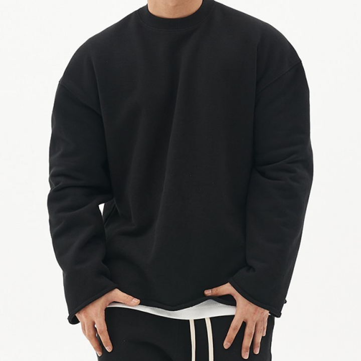 Losse Fit Katoenen Sweatshirt voor Mannen met Ronde Hals – Casual en Comfortabel