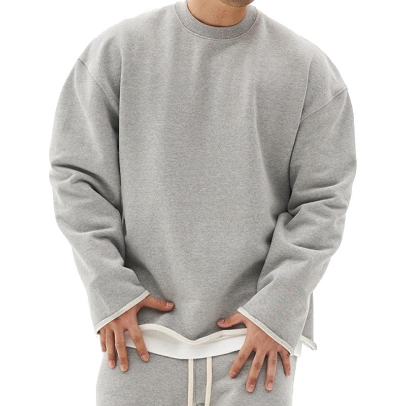 Losse Fit Katoenen Sweatshirt voor Mannen met Ronde Hals – Casual en Comfortabel