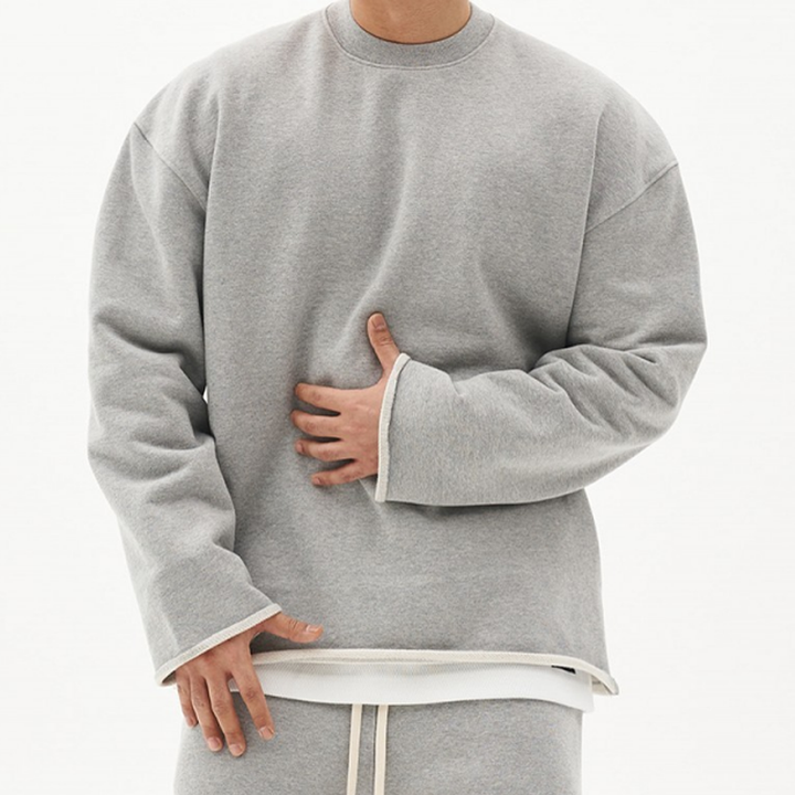 Losse Fit Katoenen Sweatshirt voor Mannen met Ronde Hals – Casual en Comfortabel