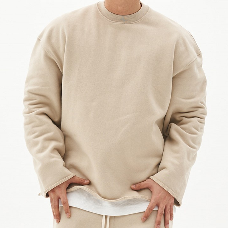 Losse Fit Katoenen Sweatshirt voor Mannen met Ronde Hals – Casual en Comfortabel