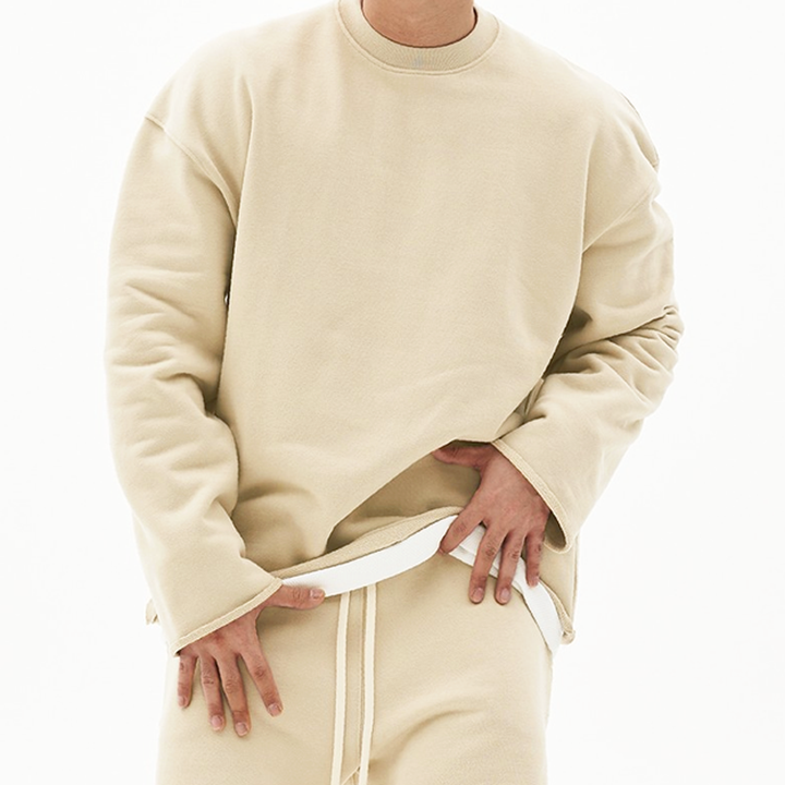 Losse Fit Katoenen Sweatshirt voor Mannen met Ronde Hals – Casual en Comfortabel