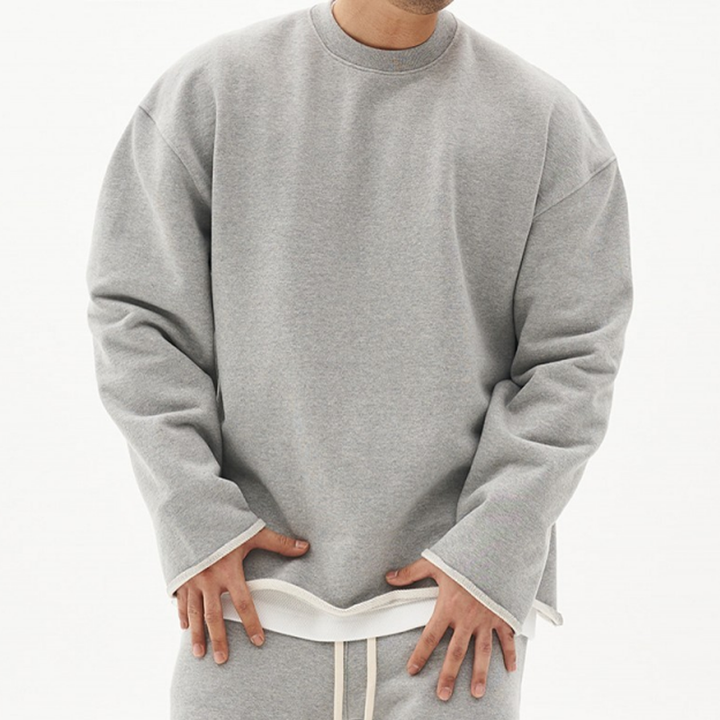 Losse Fit Katoenen Sweatshirt voor Mannen met Ronde Hals – Casual en Comfortabel