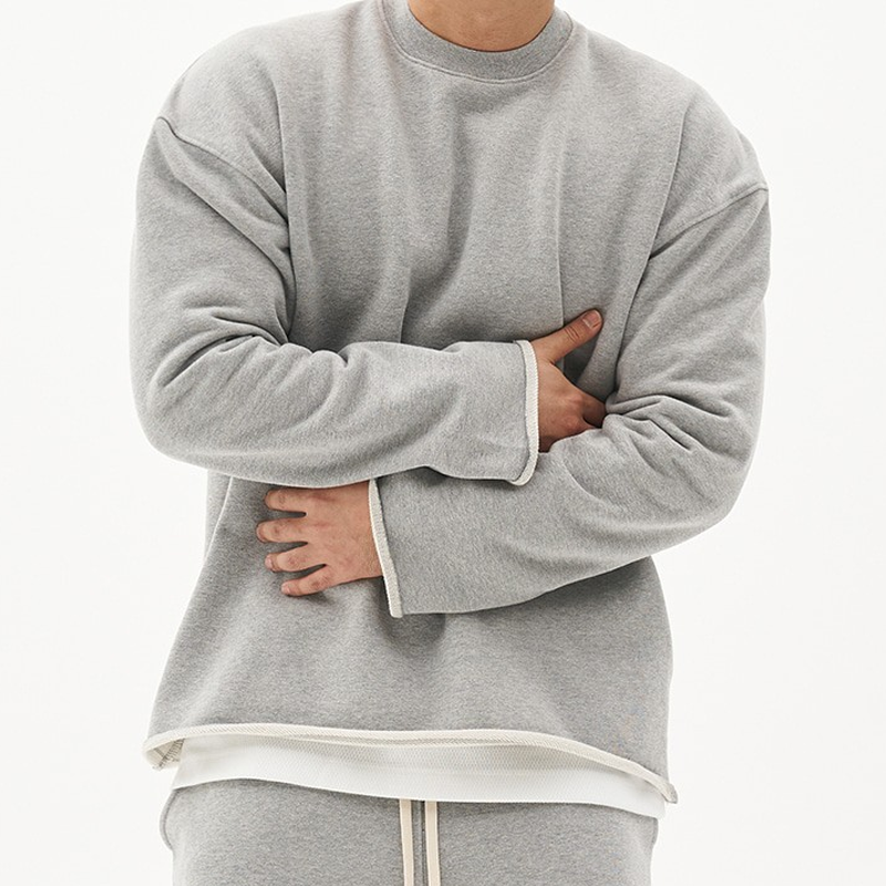 Losse Fit Katoenen Sweatshirt voor Mannen met Ronde Hals – Casual en Comfortabel