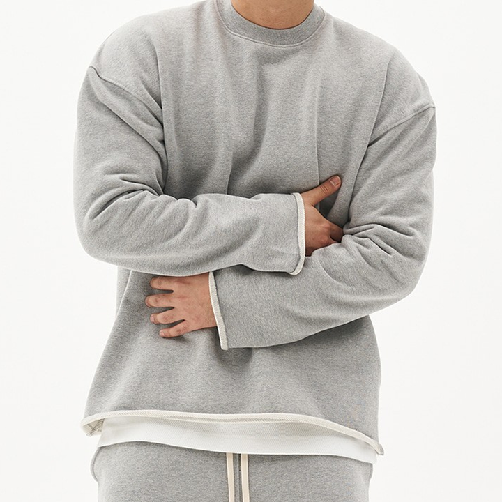 Losse Fit Katoenen Sweatshirt voor Mannen met Ronde Hals – Casual en Comfortabel