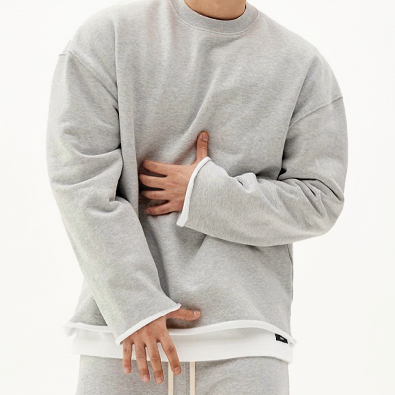 Losse Fit Katoenen Sweatshirt voor Mannen met Ronde Hals – Casual en Comfortabel