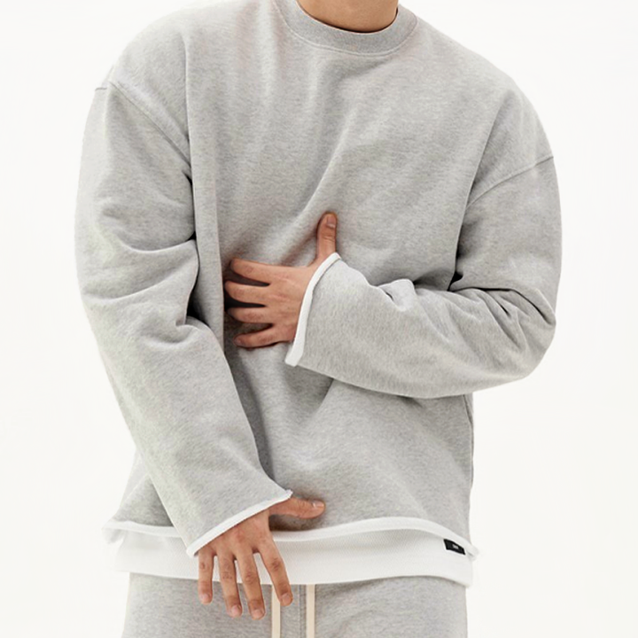 Losse Fit Katoenen Sweatshirt voor Mannen met Ronde Hals – Casual en Comfortabel