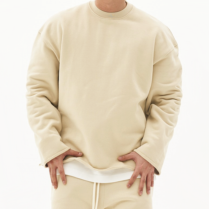 Losse Fit Katoenen Sweatshirt voor Mannen met Ronde Hals – Casual en Comfortabel