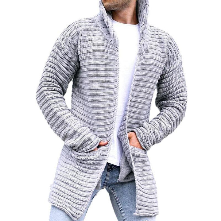 Mid-lange Gebreide Cardigan Heren met Staande Kraag en Twee Zakken – Comfortabele Cardigan voor Mannen in Hoogwaardige Stof