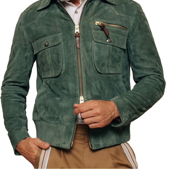 Retro Suède Heren Jas met Rits en Borstzak – Luxe Winter Trucker Stijl, Hoogwaardig Materiaal, Comfortabele Pasvorm 1