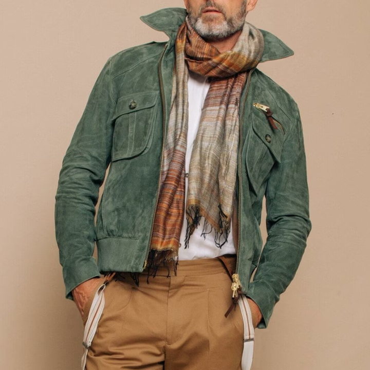 Retro Suède Heren Jas met Rits en Borstzak – Luxe Winter Trucker Stijl, Hoogwaardig Materiaal, Comfortabele Pasvorm 2