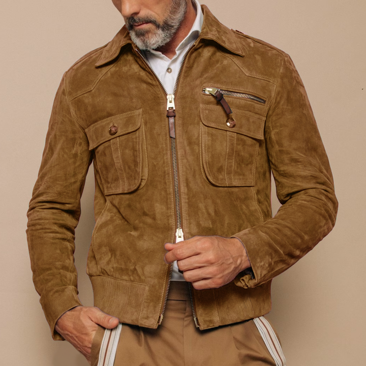 Retro Suède Heren Jas met Rits en Borstzak – Luxe Winter Trucker Stijl, Hoogwaardig Materiaal, Comfortabele Pasvorm 4