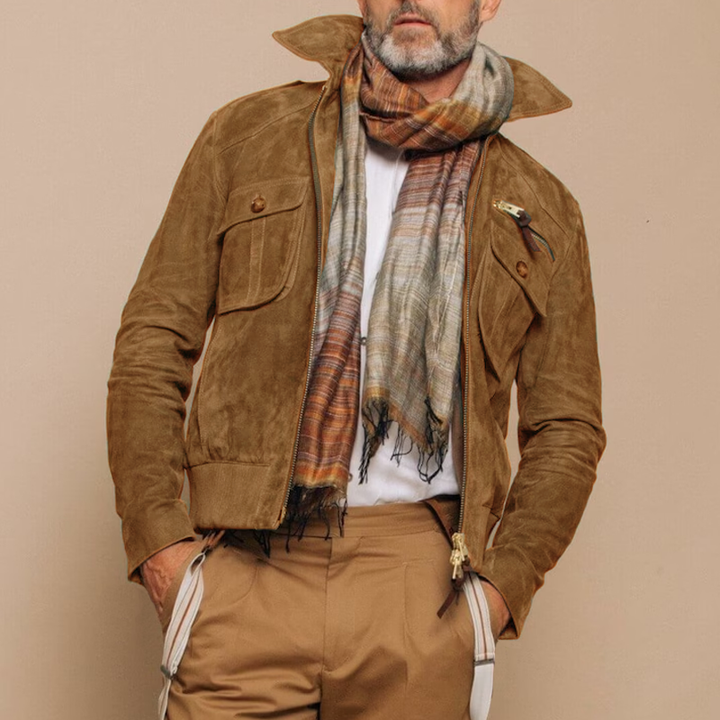 Retro Suède Heren Jas met Rits en Borstzak – Luxe Winter Trucker Stijl, Hoogwaardig Materiaal, Comfortabele Pasvorm 5