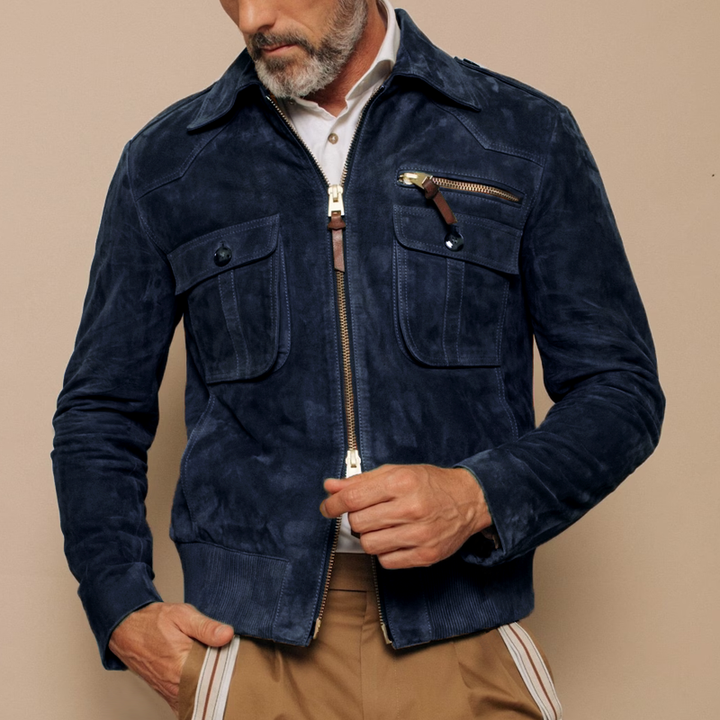 Retro Suède Heren Jas met Rits en Borstzak – Luxe Winter Trucker Stijl, Hoogwaardig Materiaal, Comfortabele Pasvorm 6