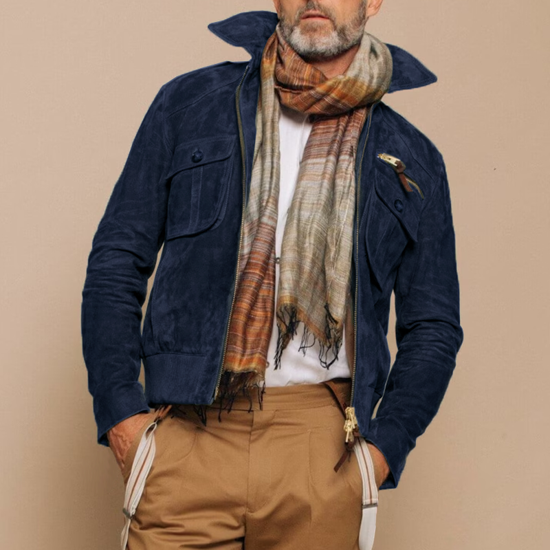 Retro Suède Heren Jas met Rits en Borstzak – Luxe Winter Trucker Stijl, Hoogwaardig Materiaal, Comfortabele Pasvorm 7