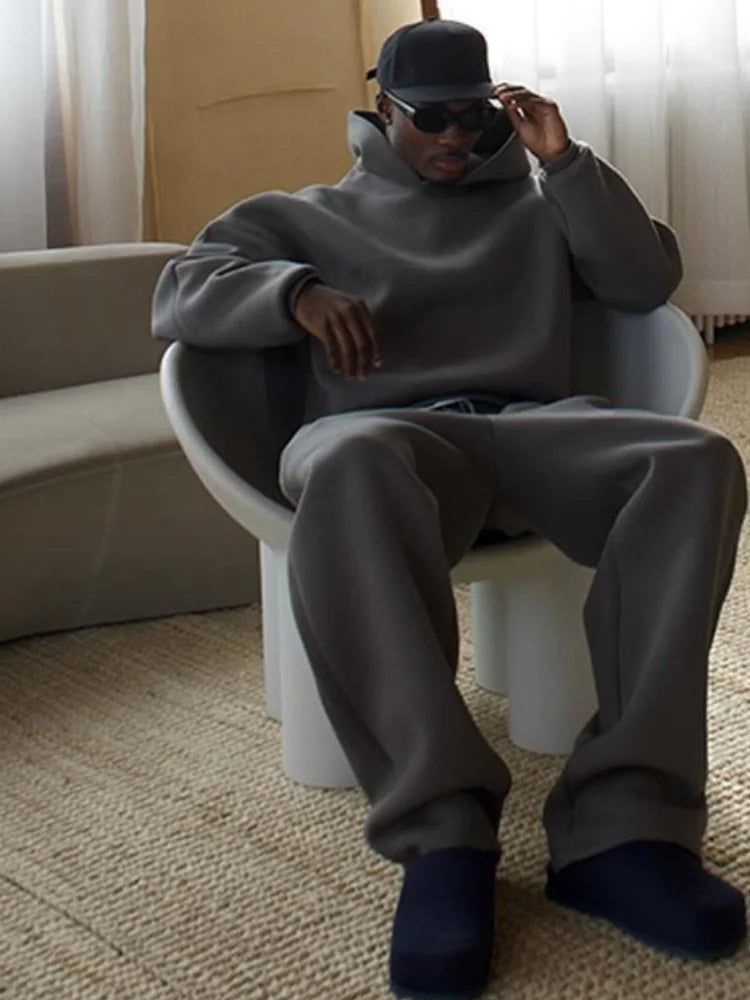 Variant image for Bastian | Men's Oversized Tracksuit Set with Hood and Elastic Drawstring Pants for Autumn and Winter-26