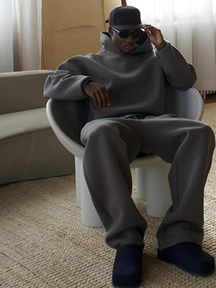 Variant image for Bastian | Men's Oversized Tracksuit Set with Hood and Elastic Drawstring Pants for Autumn and Winter-26