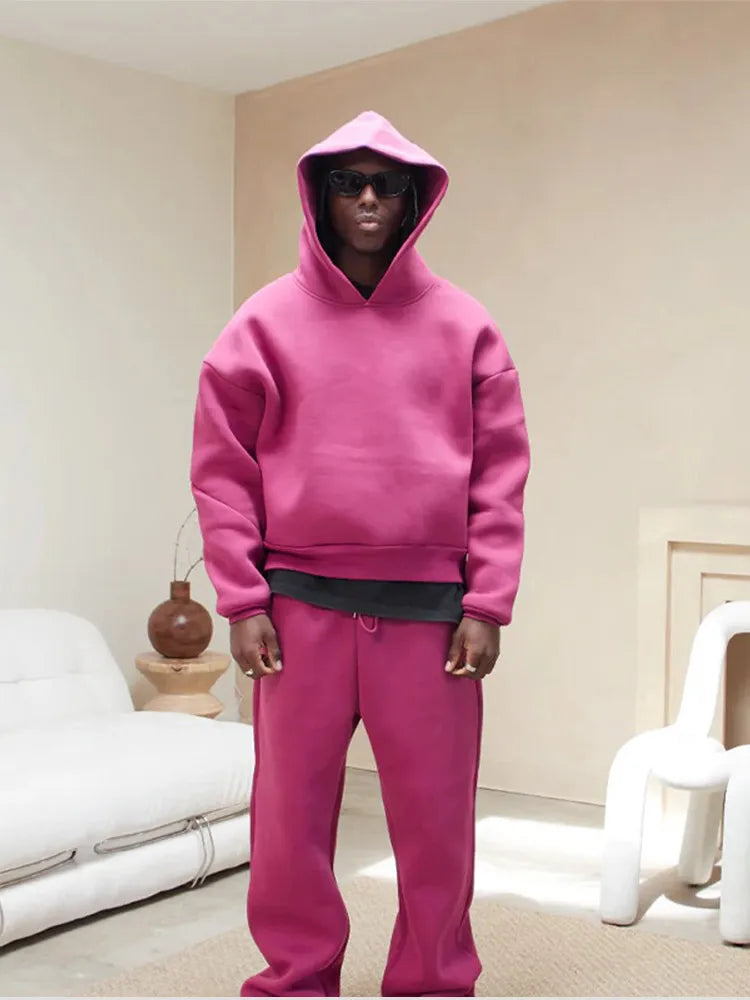Variant image for Bastian | Men's Oversized Tracksuit Set with Hood and Elastic Drawstring Pants for Autumn and Winter-16