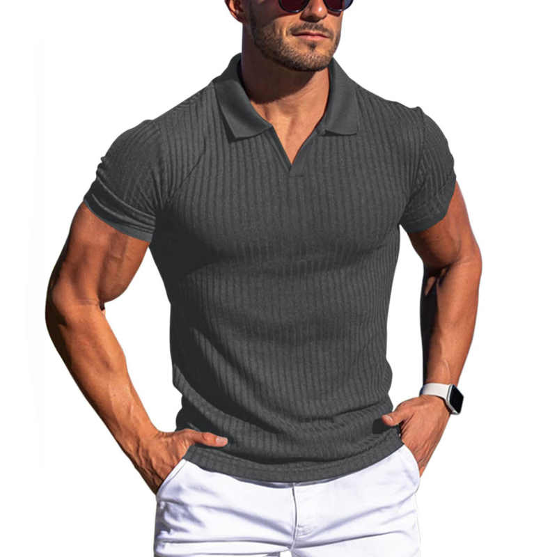 Slim Fit Polo Shirt Heren met Korte Mouwen en Effen/Gestreept Ontwerp – Comfortabele Katoenmix voor Elke Gelegenheid