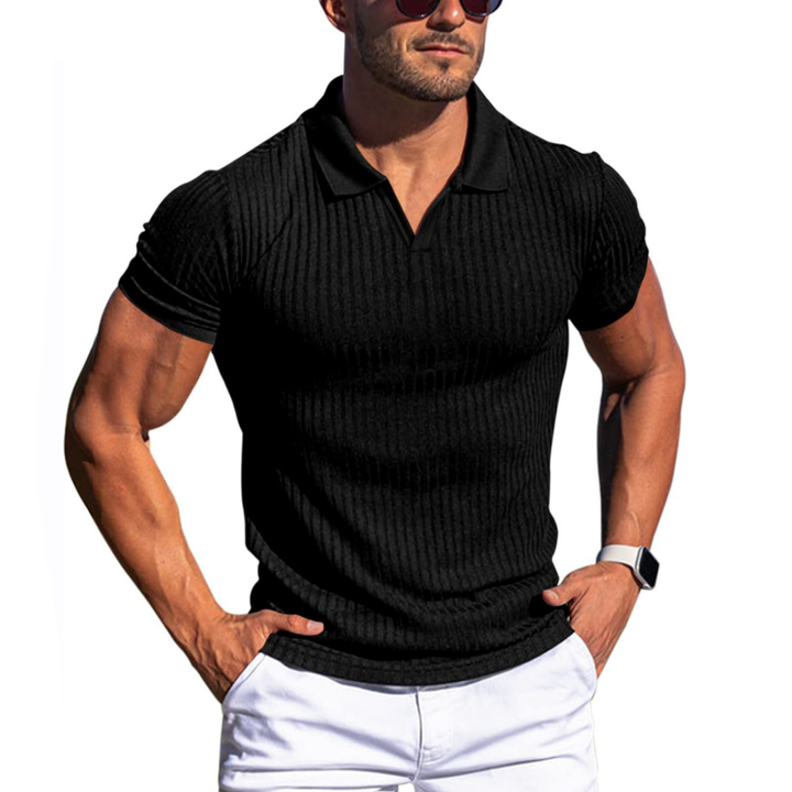 Slim Fit Polo Shirt Heren met Korte Mouwen en Effen/Gestreept Ontwerp – Comfortabele Katoenmix voor Elke Gelegenheid