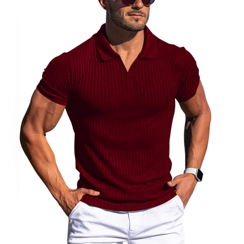 Slim Fit Polo Shirt Heren met Korte Mouwen en Effen/Gestreept Ontwerp – Comfortabele Katoenmix voor Elke Gelegenheid