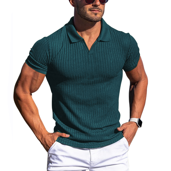 Slim Fit Polo Shirt Heren met Korte Mouwen en Effen/Gestreept Ontwerp – Comfortabele Katoenmix voor Elke Gelegenheid