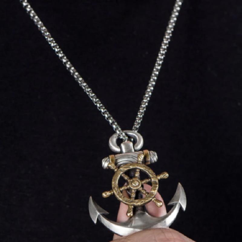 Vintage Casual Anker Ketting voor Heren - Verstelbare Lengte, Metaal, Hip Hop Stijl 2