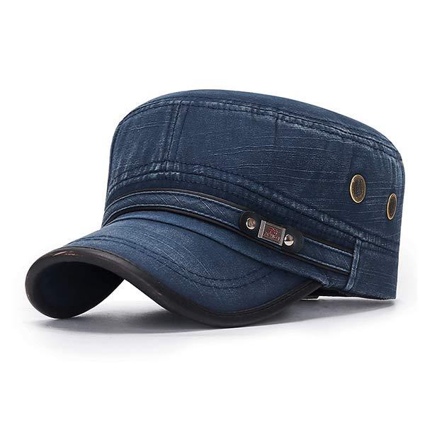 Vintage Leren Rand Baseballcap voor Mannen in Army Groen, Navy, Bruin, Beige en Zwart 1