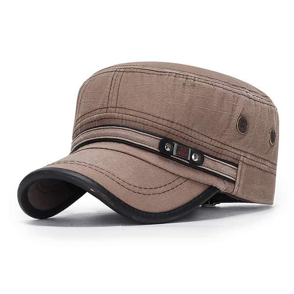 Vintage Leren Rand Baseballcap voor Mannen in Army Groen, Navy, Bruin, Beige en Zwart 4