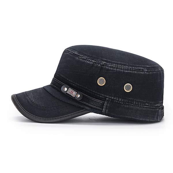 Vintage Leren Rand Baseballcap voor Mannen in Army Groen, Navy, Bruin, Beige en Zwart 5