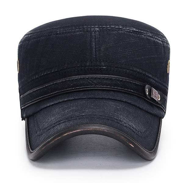 Vintage Leren Rand Baseballcap voor Mannen in Army Groen, Navy, Bruin, Beige en Zwart 8