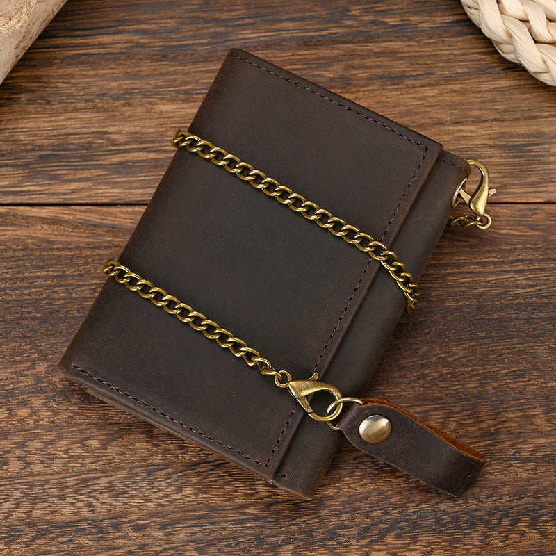 Vintage Leren Trifold Portemonnee Heren met Meerdere Vakken en ID Venster 2