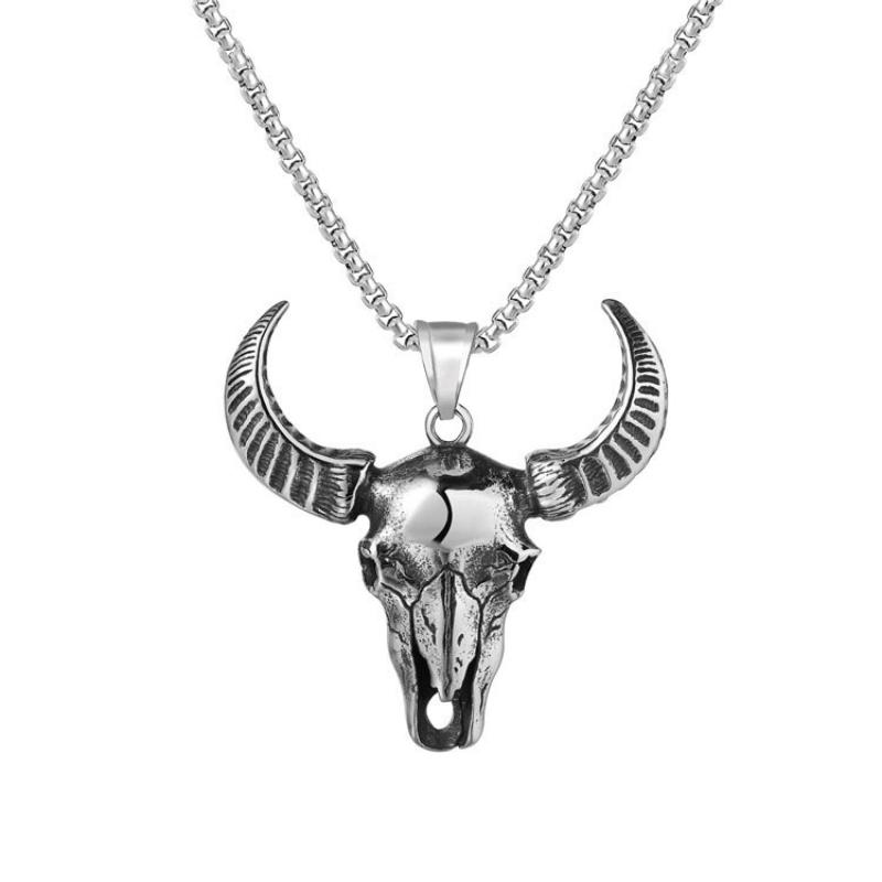 Vintage Western Ketting met Stierenkop Hanger voor Dames - Handgemaakt en Verstelbaar 0