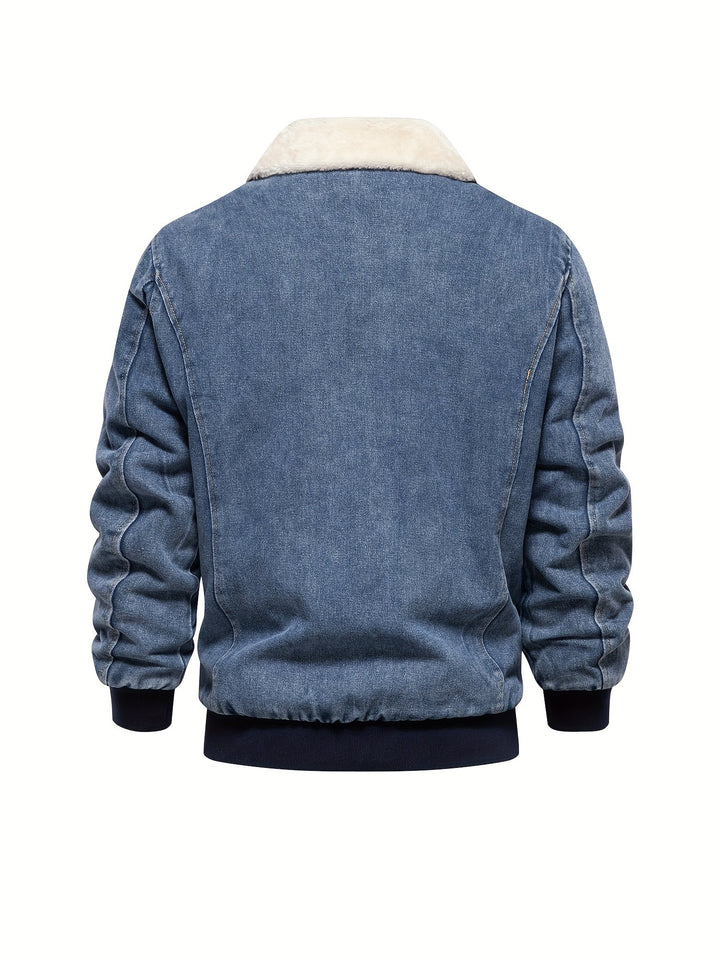Denim-Fleece-jack voor heren