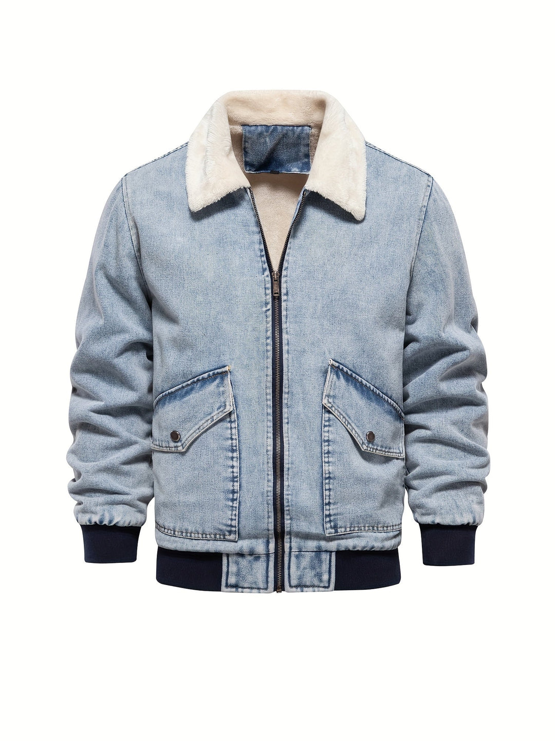 Denim-Fleece-jack voor heren