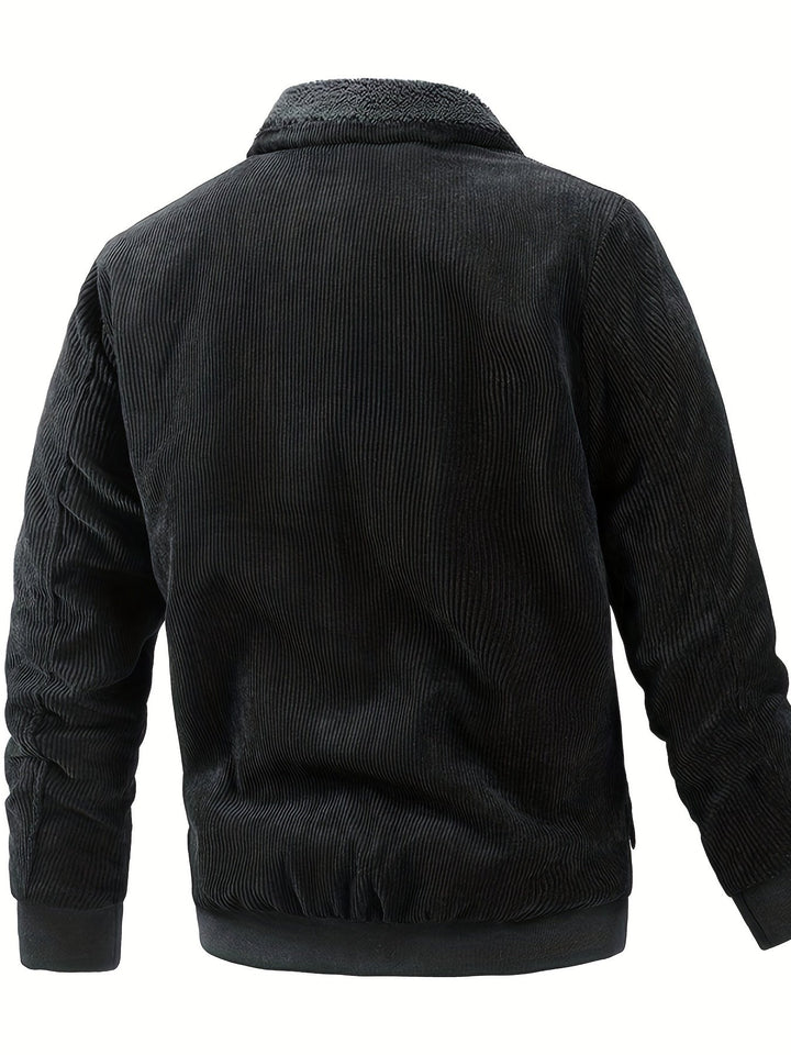 Gestreepte cord-fleecejas voor heren