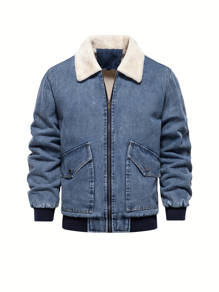 Denim-Fleece-jack voor heren