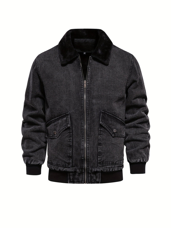 Denim-Fleece-jack voor heren