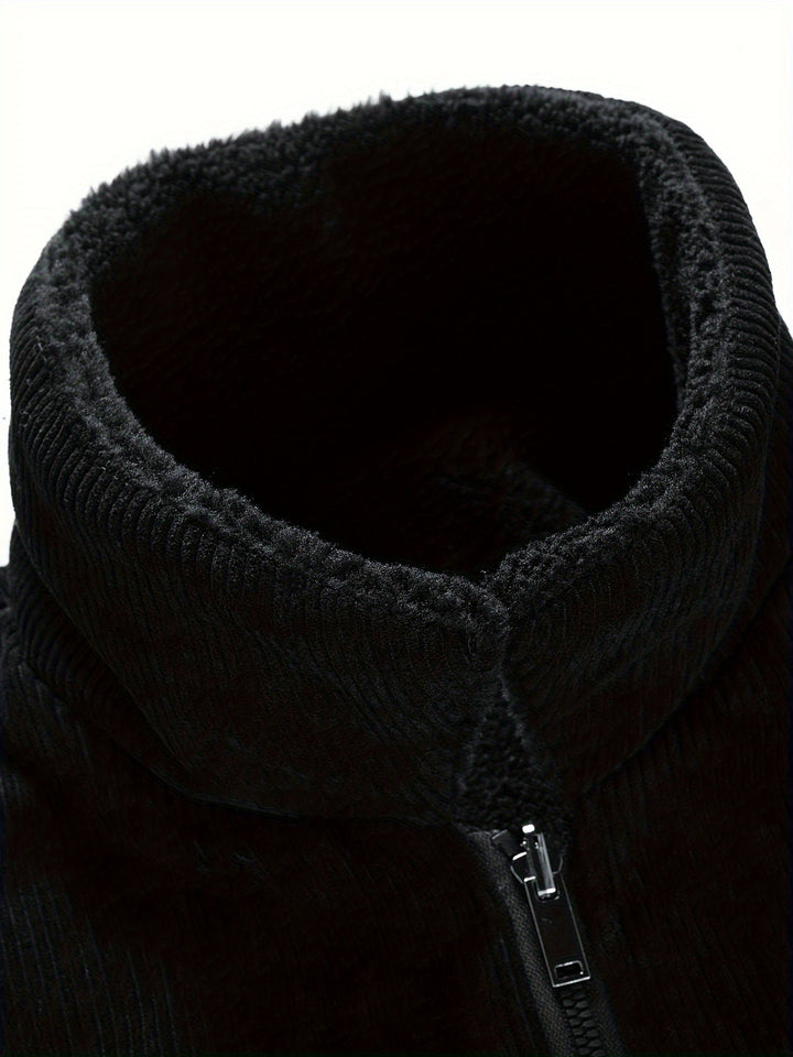 Gestreepte cord-fleecejas voor heren