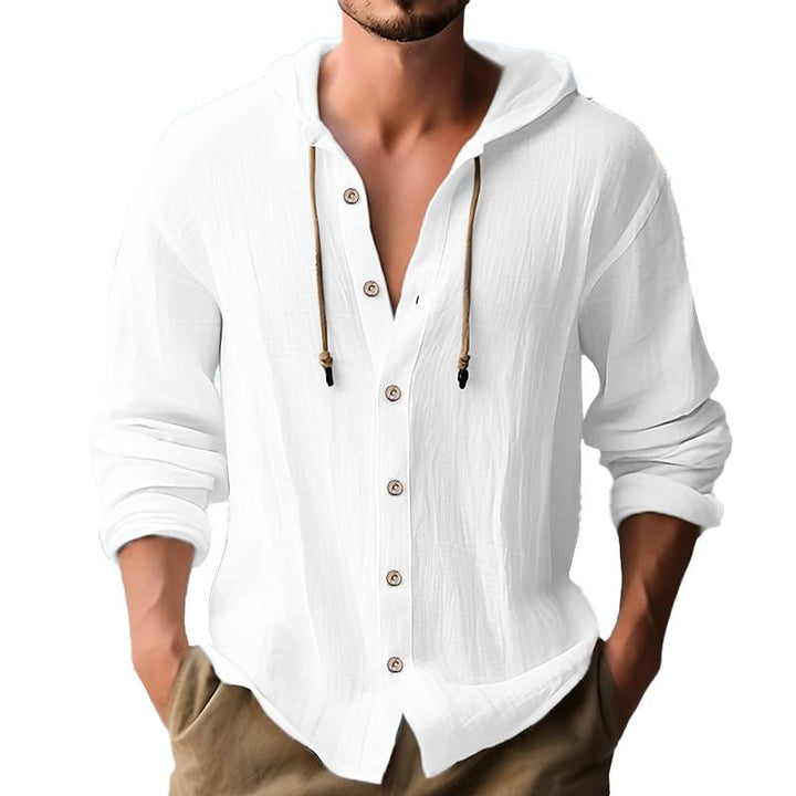 Sam | Heren hoodie met effen kleur, enkelrijige sluiting en lange mouwen